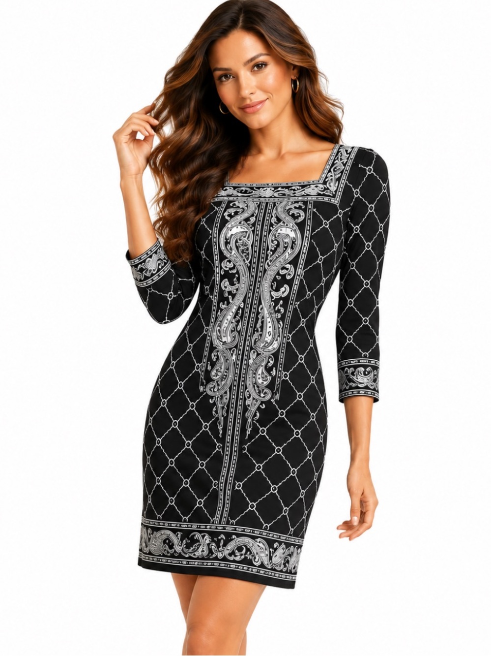 White House Black Market Geometric Paisley Sheath Dress Size S